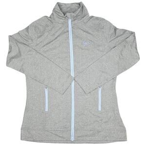 PETER MILLAR CROWN SPORT WOMEN’S PERFORMANCE FULL‑ZIP – SIZE L – GREY / BLUE ZIP